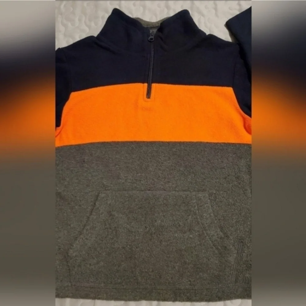 The Childrens Place Boys Quarter Zip Fleece Sweater Blue‎ Gray  Size 5/6 Small